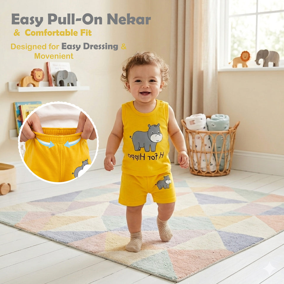 FARETO  BABY AND KIDS  DAILY WEAR NEKAR AND T-SHIRT CO-ORD SET  (PACK OF 5)(F377)