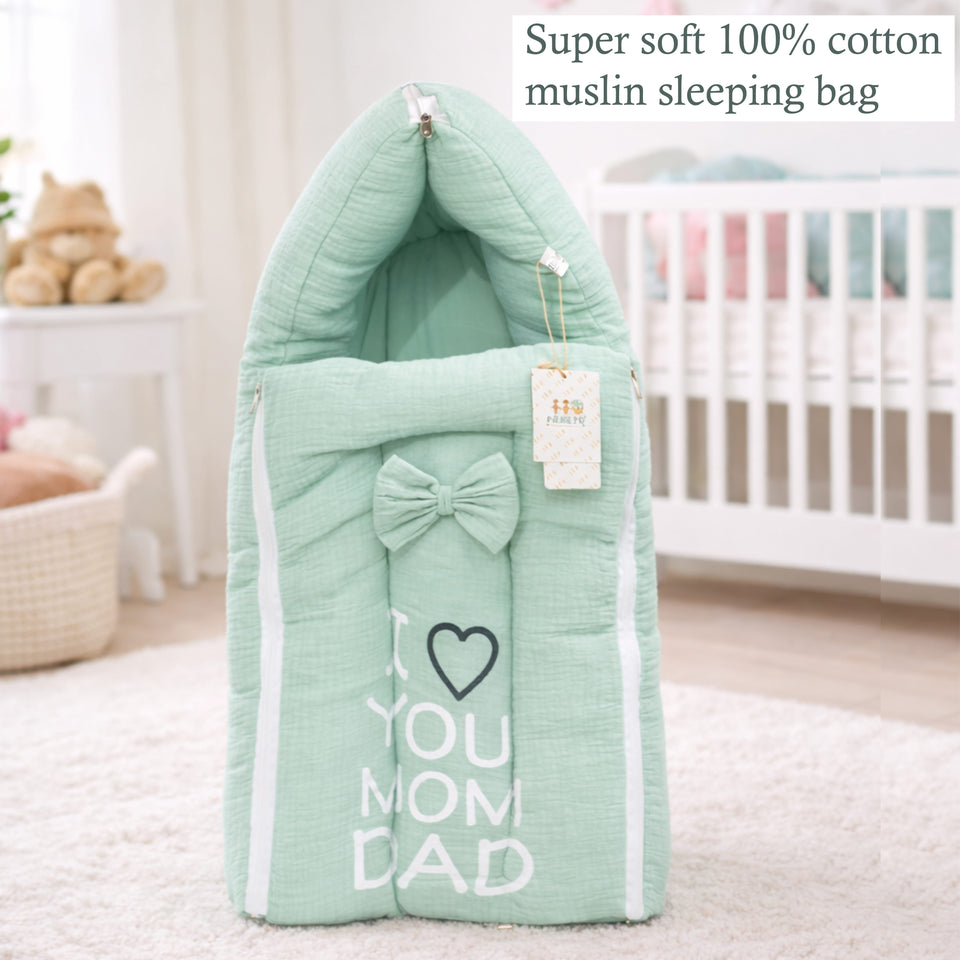 Fareto Newborn Baby 100% Muslin Cotton Sleeping Bag| Safe, Soft & Portable Baby Bed | (0-6 Year)(F690)