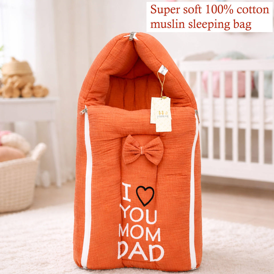 Fareto Newborn Baby 100% Muslin Cotton Sleeping Bag| Safe, Soft & Portable Baby Bed | (0-6 Year)(F691)