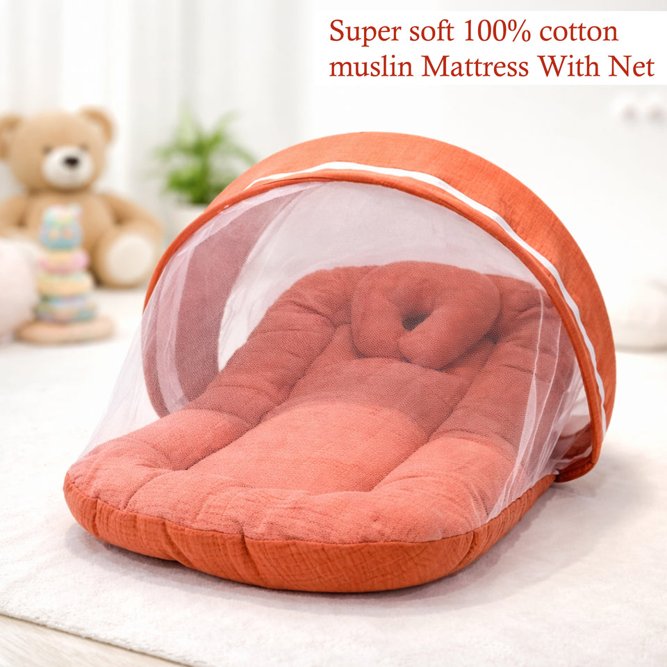 Fareto Newborn Baby 100% Muslin Cotton Mosquito Net | Safe, Soft & Portable Baby Bed | (0-1 Year)(F693)