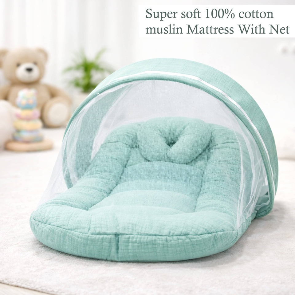 Fareto Newborn Baby 100% Muslin Cotton Mosquito Net | Safe, Soft & Portable Baby Bed | (0-1 Year)(F692)