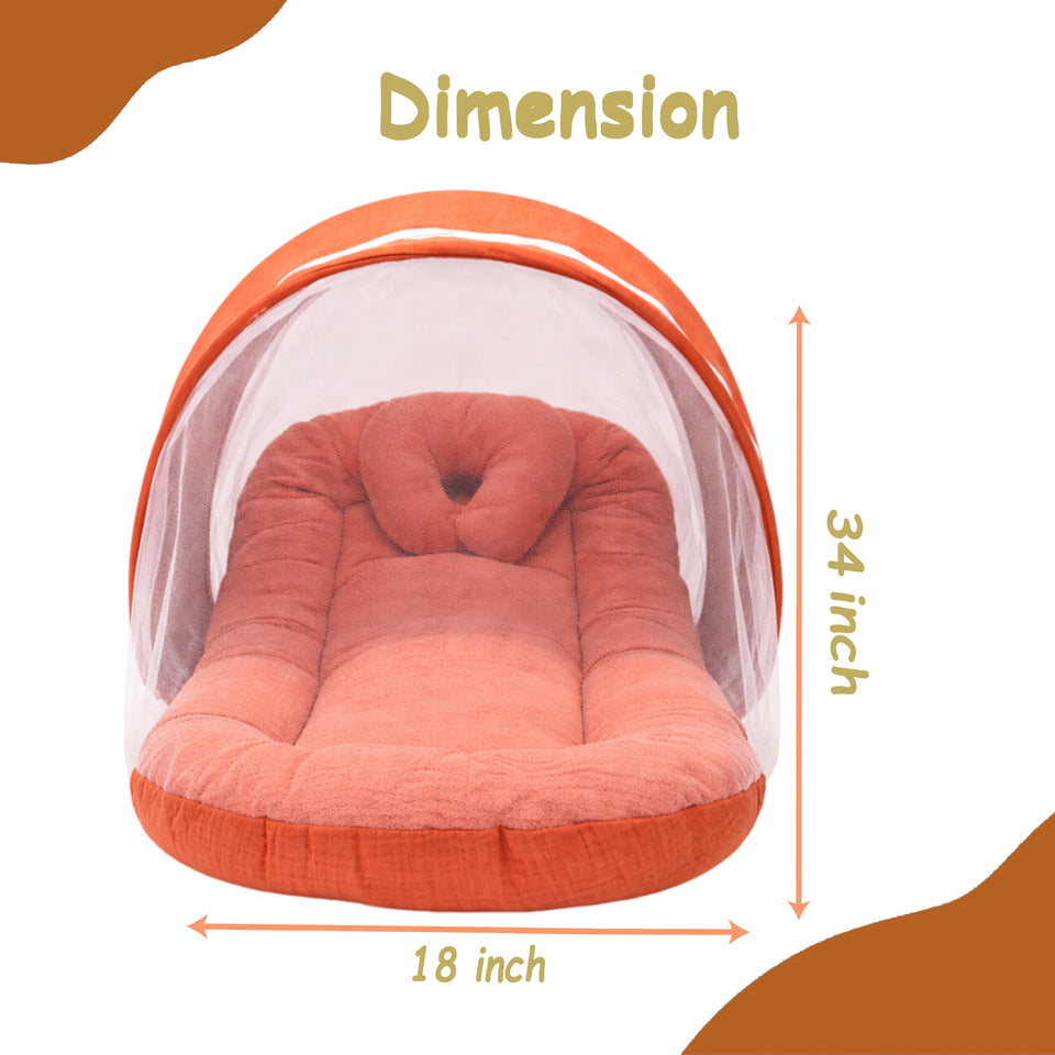 Fareto Newborn Baby 100% Muslin Cotton Mosquito Net | Safe, Soft & Portable Baby Bed | (0-1 Year)(F693)