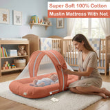 Fareto Newborn Baby 100% Muslin Cotton Mosquito Net | Safe, Soft & Portable Baby Bed | (0-1 Year)(F693)