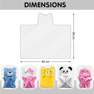 Fareto Super Soft Baby Hooded Towel – Cartoon Animal Design | Cozy, Lightweight & Skin-Friendly Swaddle for Newborns & Kids (Pack of 1)(F620)