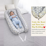 Fareto Reversible Oval Nest Baby Lounger Bed with Head Pillow | Soft Cotton Newborn Sleeping Nest (0–12 Months) | Breathable & Washable Infant Bed | ( Grey Ship )(F715)