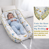 Fareto Reversible Oval Nest Baby Lounger Bed with Head Pillow | Soft Cotton Newborn Sleeping Nest (0–12 Months) | Breathable & Washable Infant Bed | (Good Night Blue)(F716)