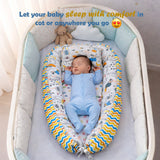 Fareto Reversible Oval Nest Baby Lounger Bed with Head Pillow | Soft Cotton Newborn Sleeping Nest (0–12 Months) | Breathable & Washable Infant Bed | (Good Night Blue)(F716)
