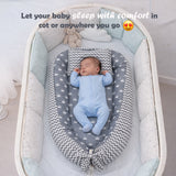 Fareto Reversible Oval Nest Baby Lounger Bed with Head Pillow | Soft Cotton Newborn Sleeping Nest (0–12 Months) | Breathable & Washable Infant Bed | ( Grey Crown )(F714)
