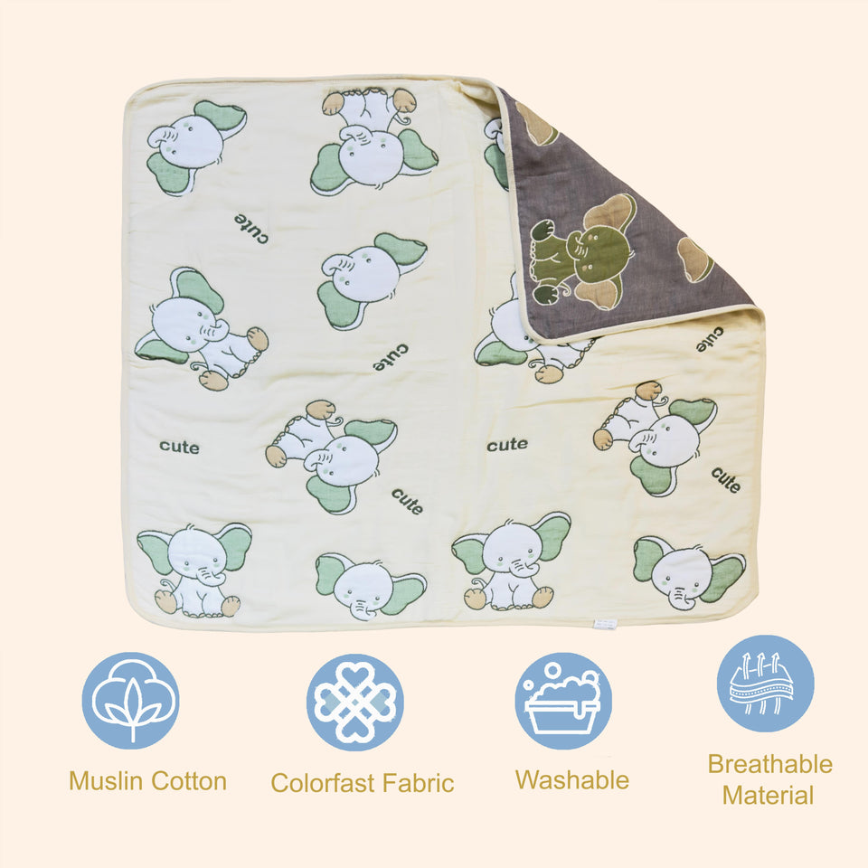 Fareto Baby And Kids Super Soft 100% Muslin Cotton 10 Layer Blanket For (0-5 Year)(Pack Of 1)(Size.115 * 115CM)(Colours And Designs May Vary )(F650)