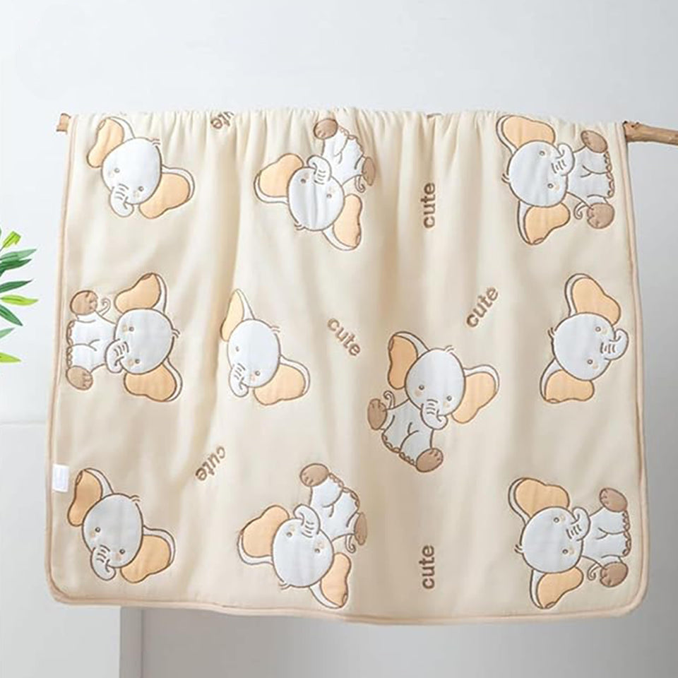 Fareto Baby And Kids Super Soft 100% Muslin Cotton 10 Layer Blanket For (0-5 Year)(Pack Of 1)(Size.115 * 115CM)(Colours And Designs May Vary )(F650)