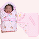 Fareto New Born Baby Hooded Quilted Wrapper – Soft & Cozy Blanket | ( 0–12 Months)(F663)