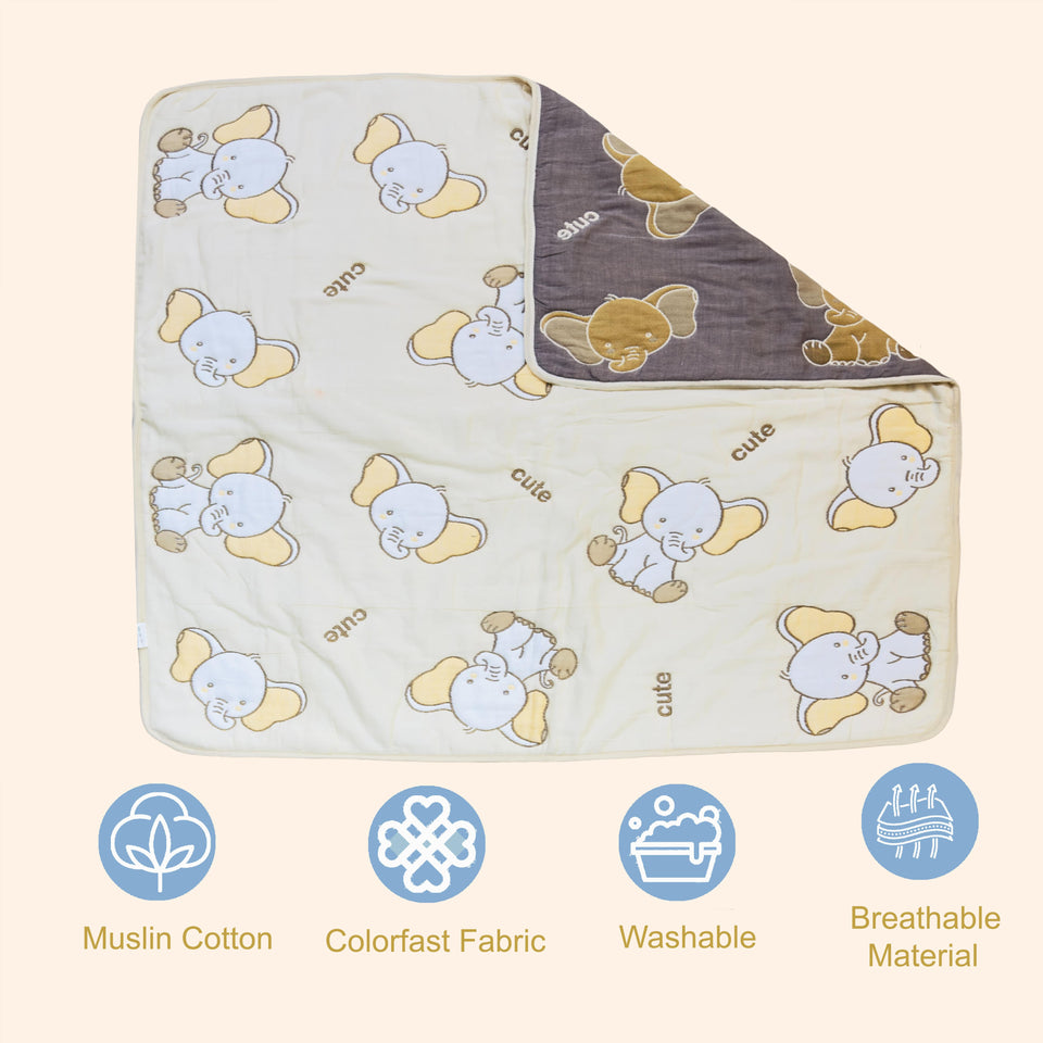Fareto Baby And Kids Super Soft 100% Muslin Cotton 10 Layer Blanket For (0-5 Year)(Pack Of 1)(Size.115 * 115CM)(Colours And Designs May Vary )(F650)