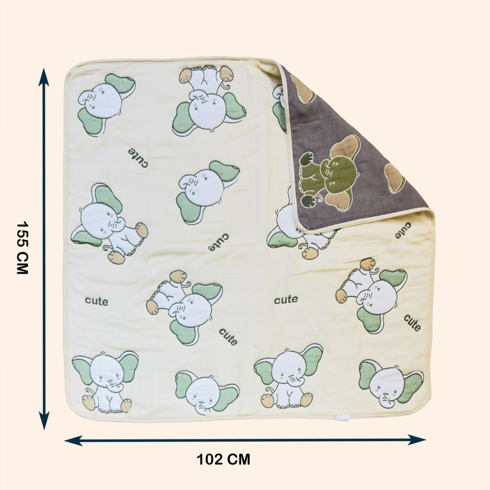 Fareto Baby And Kids Super Soft 100% Muslin Cotton 10 Layer Blanket For (0-5 Year)(Pack Of 1)(Size.115 * 115CM)(Colours And Designs May Vary )(F650)