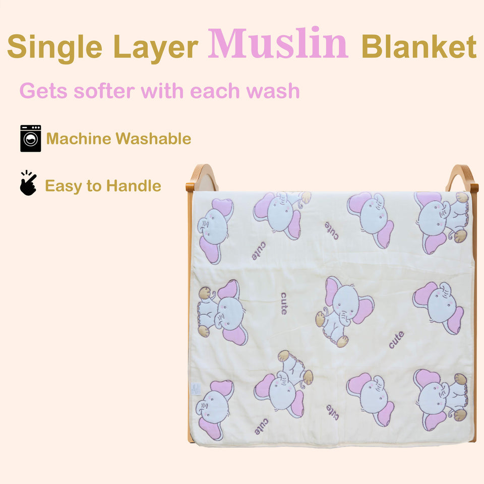 Fareto Baby And Kids Super Soft 100% Muslin Cotton 10 Layer Blanket For (0-5 Year)(Pack Of 1)(Size.115 * 115CM)(Colours And Designs May Vary )(F650)