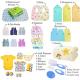 Fareto 77 in 1 New Born Baby Monsoon Season Hospital Essentials Combo, Baby Bedding & Clothing Gift Set for Newborn Boys & Girls (0-6 Months)(F771)