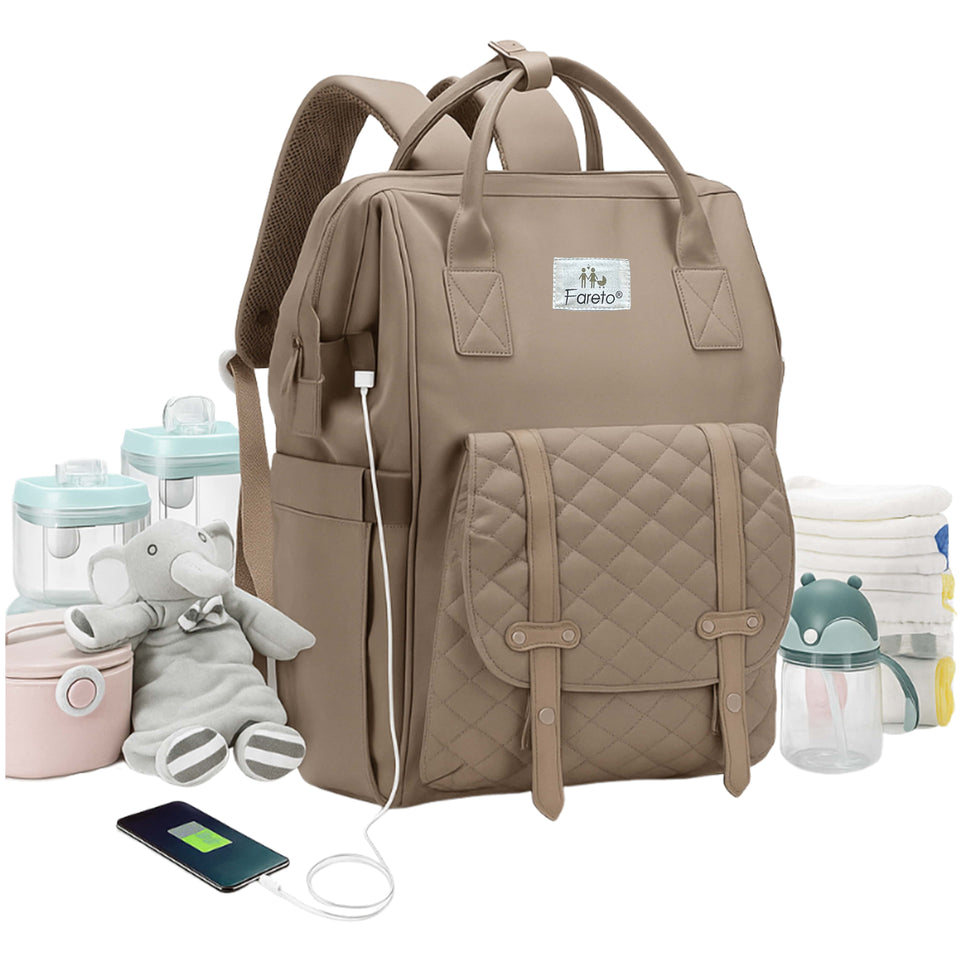 Fareto Multi-Pocket Diaper Bag –  High quality Durable, Elegant Baby Care Bag with Insulation Layer & Quilted Front Design – Perfect for New Moms ( Pack of 1)(F633)