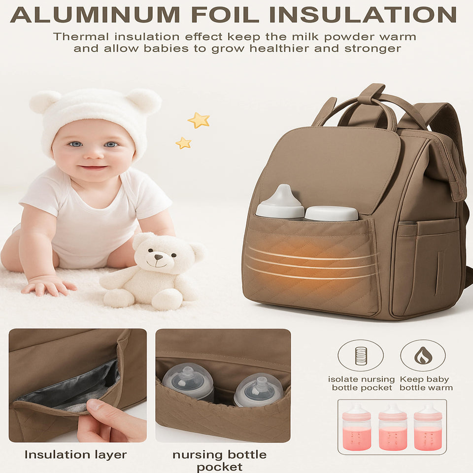 Fareto Multi-Pocket Diaper Bag –  High quality Durable, Elegant Baby Care Bag with Insulation Layer & Quilted Front Design – Perfect for New Moms ( Pack of 1)(F633)