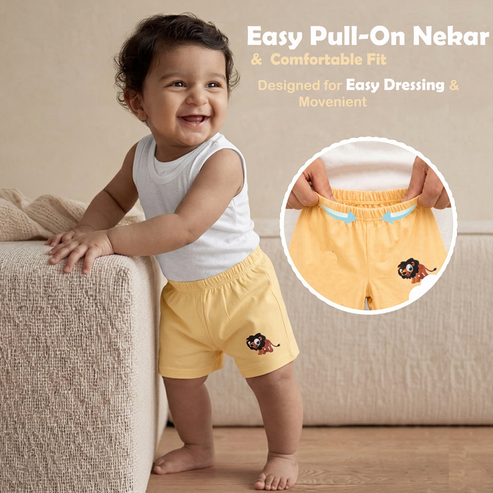 Fareto Baby & Kids Cotton Shorts Pack of 5 | Soft, Breathable & Comfortable Daily Wear