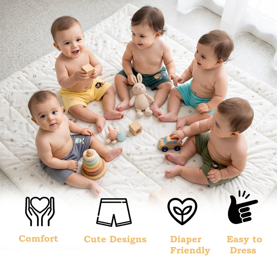 Fareto Baby & Kids Cotton Shorts Pack of 5 | Soft, Breathable & Comfortable Daily Wear
