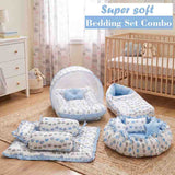 Fareto Complete Bedding Set essentials Combo For Baby (0-6 Months)(Cloud Line Blue)(F260)