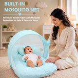 Fareto Newborn Baby 100% Muslin Cotton Sleeping Bag & Mosquito Net | Safe, Soft & Portable Baby Bed | Baby Bedding Set(0-1 Year)(F772)