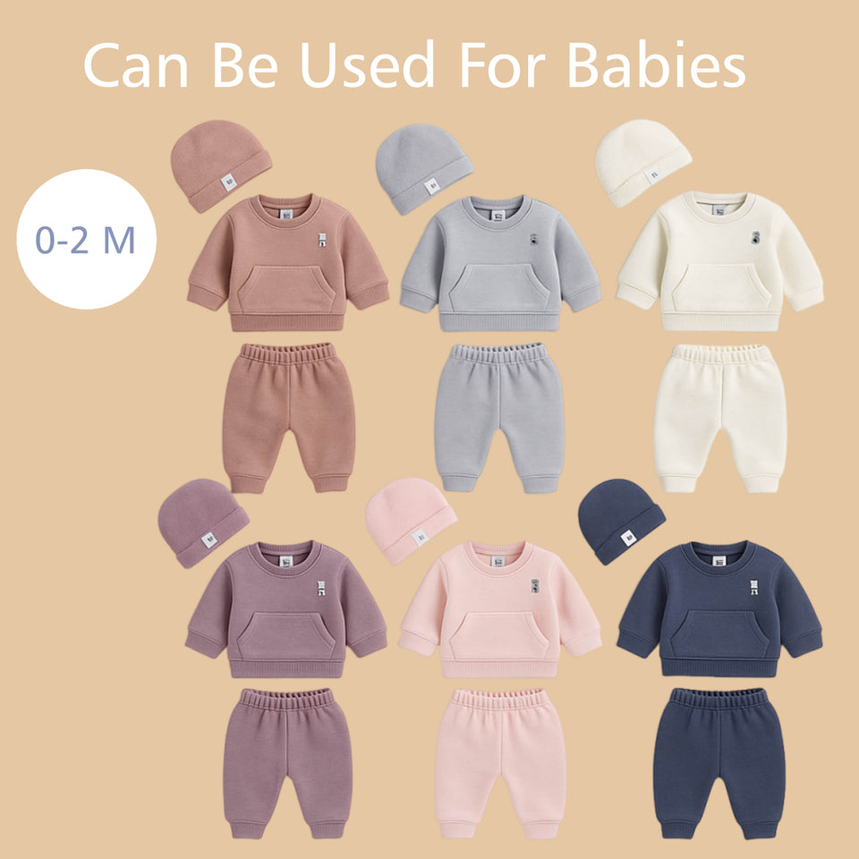 Fareto Baby Co-Ord Set | Sweatshirt, Pajama & Cap for Newborn & Infants | Super Soft & Warm Winter Wear (0-2M) | Pack of 1(F676)