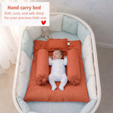 Fareto Newborn Baby 100% Muslin Cotton Bedding Set Combo | Sleeping Bag | Mattress with Net | Nest  | Blanket | Hand Carry Bed & Bolster Set |  (0-6 Months)(F742)