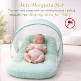 Fareto Newborn Baby 100% Muslin Cotton Bedding Set Combo | Sleeping Bag | Mattress with Net | Nest  | Blanket | Hand Carry Bed & Bolster Set |  (0-6 Months)(F735)
