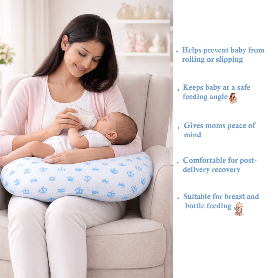 Fareto Baby Bedding Essentials Combo Set – Sleeping Bag, Mattress with  Net, Feeding Pillow & Hand Carry Bed | Soft Cotton | Taj | 0–6 Months(F697)