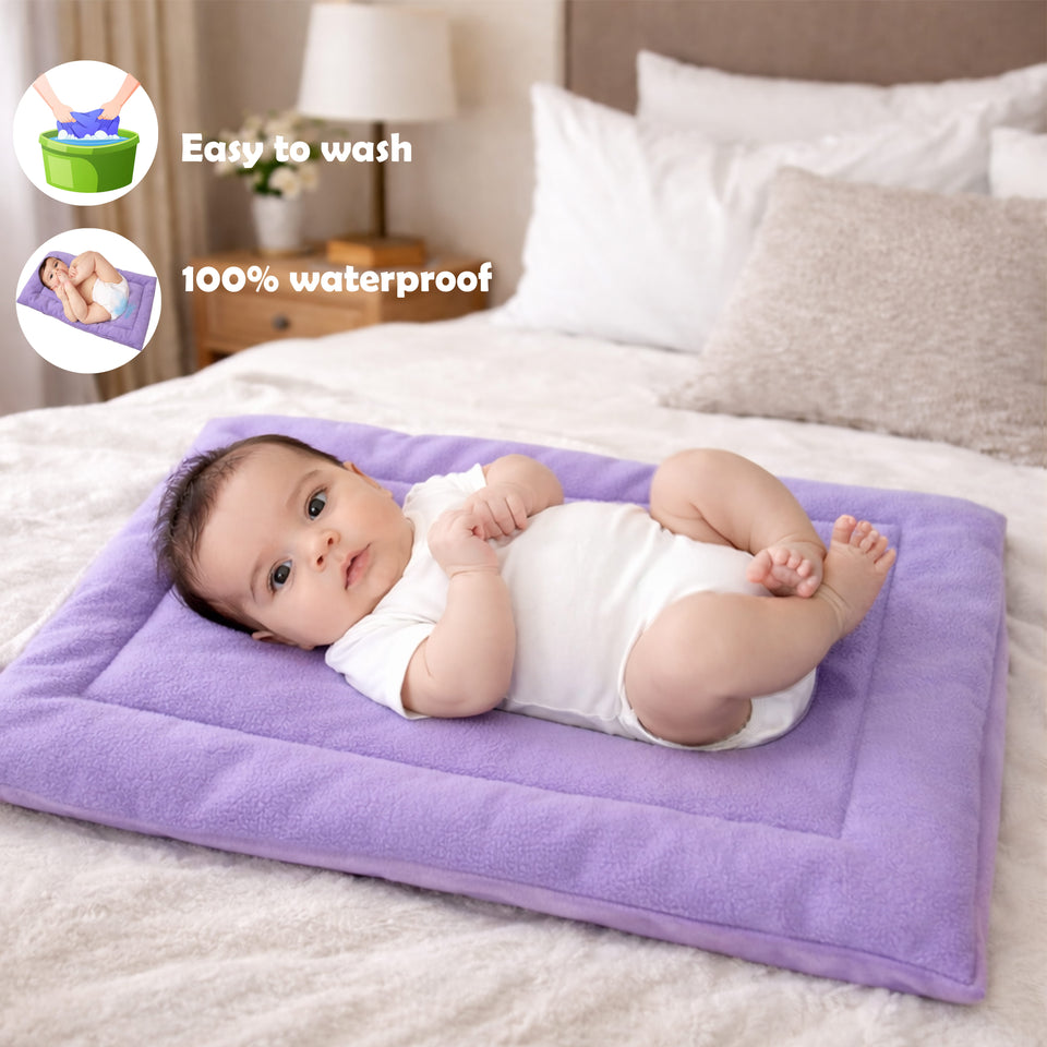 Fareto Waterproof Baby Diaper Changing Bed Cum Station | Reusable cushioned bed for Newborns | Multipurpose | Soft, Leak-Proof Changing Bed(Pack of 2) (0-1 Year)(F719)