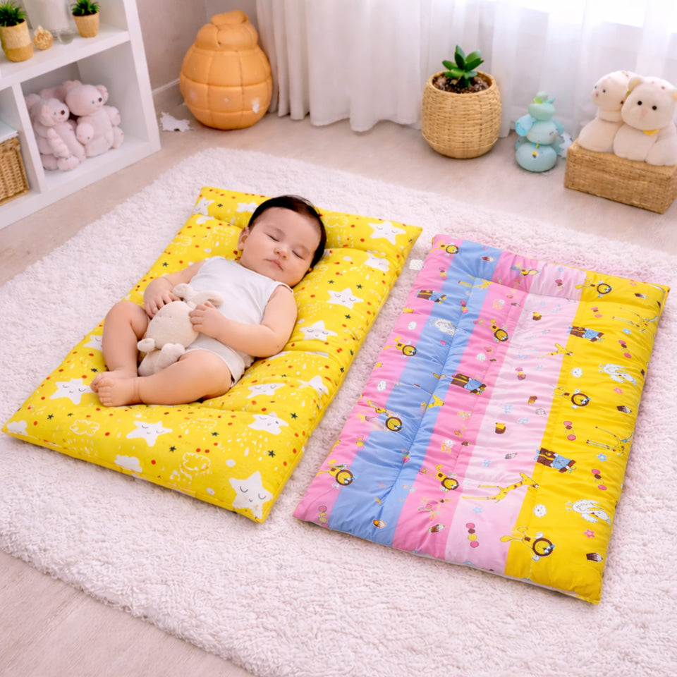 Fareto Waterproof Baby Diaper Changing Bed Cum Station | Reusable cushioned bed for Newborns | Multipurpose | Soft, Leak-Proof Changing Bed(Pack of 2) (0-1 Year)(F720)