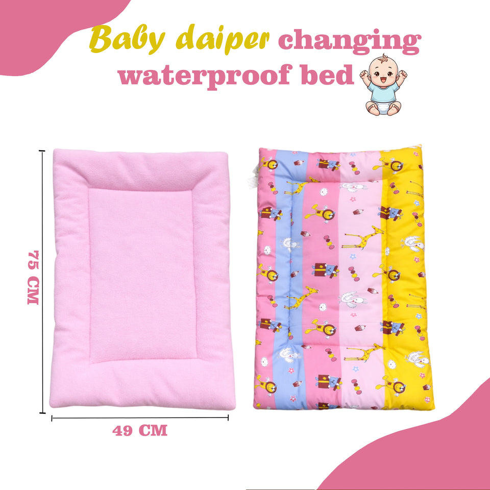 Fareto Waterproof Baby Diaper Changing Bed Cum Station | Reusable cushioned bed for Newborns | Multipurpose | Soft, Leak-Proof Changing Bed(Pack of 2) (0-1 Year)(F720)