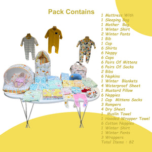 FARETO NEW BORN BABY MONSOON SEASON HOSPITAL ESSENTIALS 82 IN 1 (0-6 MONTHS)(F569)