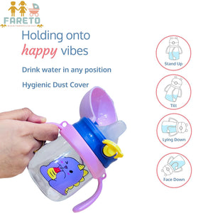 Fareto baby Little Spout Sipper for Infant/Toddler,370ml,Anti-Spill Sippy Cup with Soft Silicone Spout BPA Free,(pack of 1)(Multi_colour_baby_sippers_bottle)