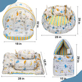 FARETO COMPLETE BEDDING SET ESSENTIALS COMBO FOR BABY (0-6 MONTHS)(GOOD NIGHT BLUE)(F384)