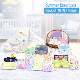 Fareto Baby Boy's & Girl's Summer Hospital Essential Clothing Combo for New Born | Gift Pack | Baby Products | Maternity Essentials | (76 Items)(0-6 Months)(fF732)