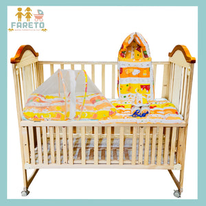 Fareto Combo of Baby Nest | Bed with Net | Carry Bag | 4 Pcs Bedding Set(0-6 Months)