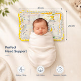 Fareto new born baby super soft cover mustard filling pillow for round head(0-1 YEAR)(F421)