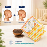 Fareto new born baby super soft cover mustard filling pillow for round head(0-1 YEAR)(F421)