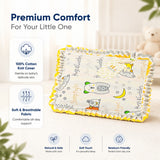 Fareto new born baby super soft cover mustard filling pillow for round head(0-1 YEAR)(F421)