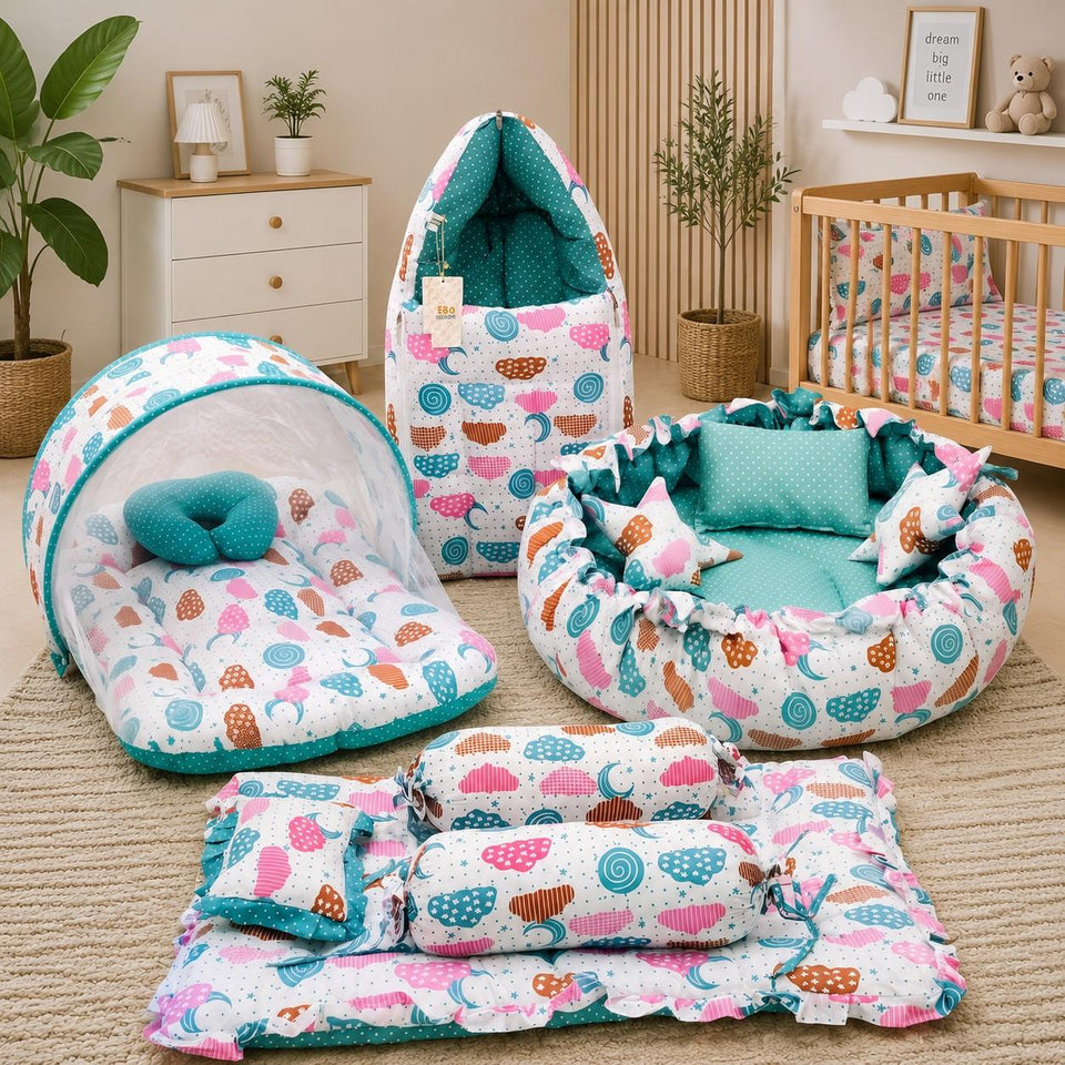 FARETO NEW BORN BABY FULL BEDDING SET COMBO  (0-6 MONTHS)(F367)