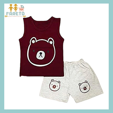 Fareto Baby Boy's and Girl's Sleeveless T-Shirt and Short 100% Cotton Clothing Set