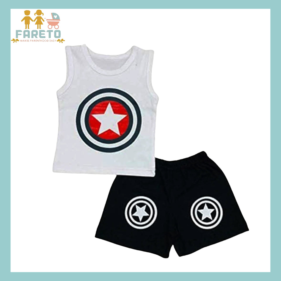 Infantbond Baby Boy's and Girl's Sleeveless T-Shirt and Short 100% Cotton Clothing Set