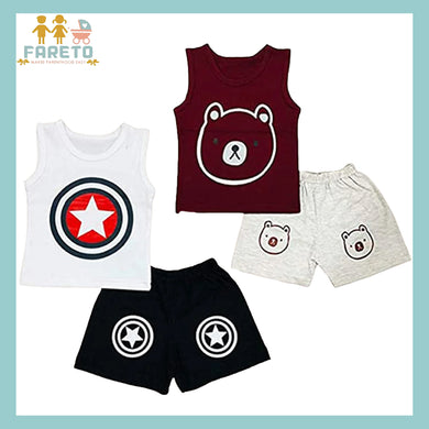 Fareto  Baby Boy's and Girl's Cut Sleeve T-Shirt and Short Combo 100% Cotton Clothing Set