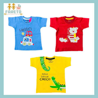 Fareto Baby's & Kid's 100% Cotton Half Sleeves T-Shirt(Pack of 3)