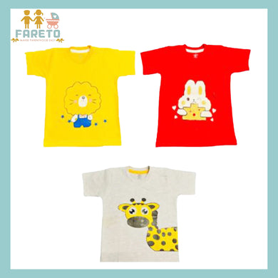 Fareto Baby Boy's & Baby Girl's Half Sleeves T-Shirt | Daily Wear T-Shirts(Pack of 3)