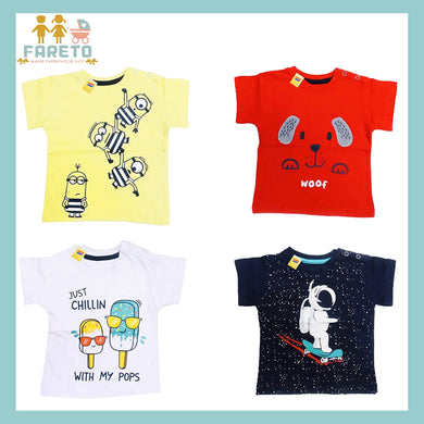 Fareto Baby Daily wear T-Shirt (Pack of 4)