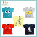 Fareto Baby Boy's & Baby Girl's Half Sleeves T-Shirt | Daily Wear T-Shirts(Touch button)(Pack of 5)