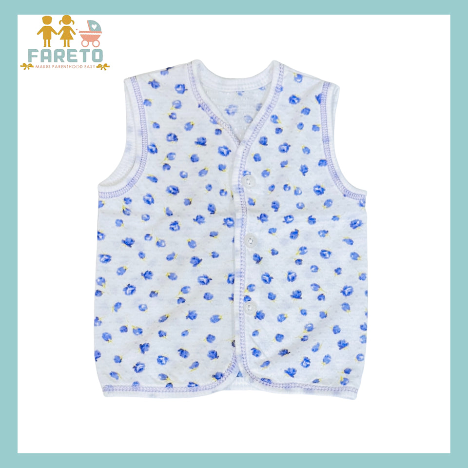 FARETO New Born Baby Cotton Vest (Multicolour, 0-3 Months) - Set of 6