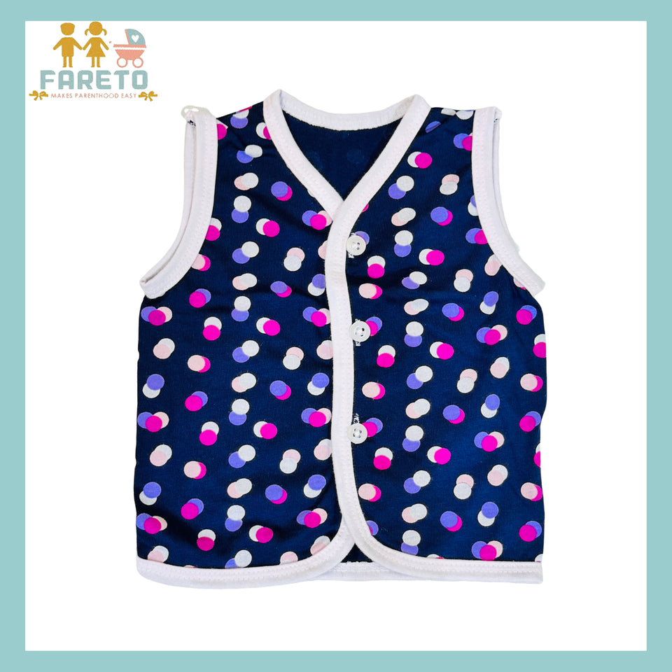 FARETO New Born Baby Cotton Vest (Multicolour, 0-3 Months) - Set of 6